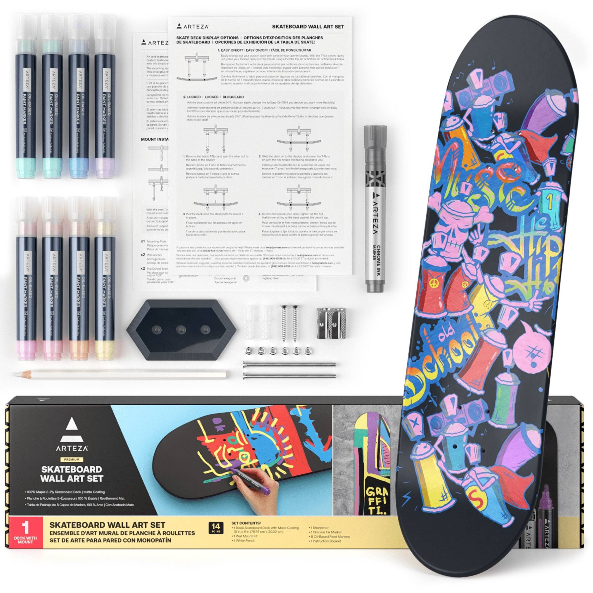 Arteza® 14 Piece Skateboard Wall Art Kit